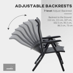 Outsunny Set Of 4 Outdoor Rattan Folding Chair W/ Adjustable Backrest Grey - thumbnail 5