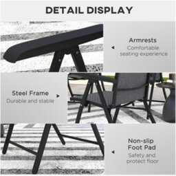 Outsunny Set Of 4 Outdoor Rattan Folding Chair W/ Adjustable Backrest Grey - thumbnail 7
