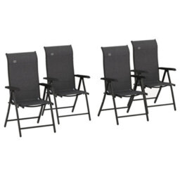 Outsunny Set Of 4 Outdoor Rattan Folding Chair W/ Adjustable Backrest Grey - thumbnail 2