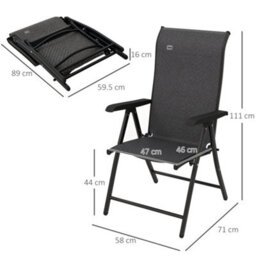 Outsunny Set Of 4 Outdoor Rattan Folding Chair W/ Adjustable Backrest Grey - thumbnail 3