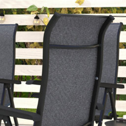 Outsunny Set Of 4 Outdoor Rattan Folding Chair W/ Adjustable Backrest Grey - thumbnail 8