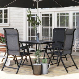 Outsunny Set Of 4 Outdoor Rattan Folding Chair W/ Adjustable Backrest Grey - thumbnail 9