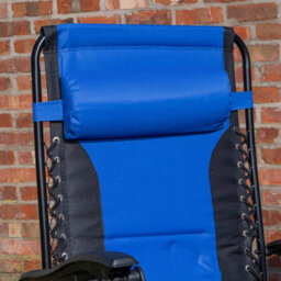 Samuel Alexander Set Of 2 Luxury Padded Multi Position Zero Gravity Garden Relaxer Chair Lounger In Blue & Black - thumbnail 4