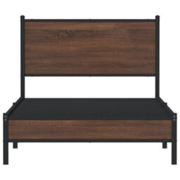 Berkfield Metal Bed Frame Without Mattress Brown Oak 100X190 Cm - thumbnail 5