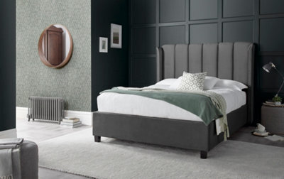 Bedmaster Aurora Grey Velvet Ottoman Bed Double - image 1