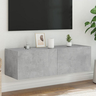 Walplus Tv Wall Cabinet With Led Lights Concrete Grey 100X35X31 Cm - image 1