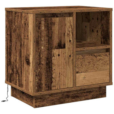 Berkfield Durable Bedside Cabinets With Led Lights 2 Pcs Old Wood 50X34,5X50 Cm