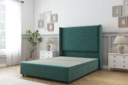 "Comfort Ayla Emerald Plush Divan Bed Set No Drawers - 54"" Wingback & 12"" Footboard 4'6 Double" - thumbnail 3