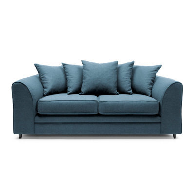 Abakus Direct Darcy 3 Seater Sofa In Teal Linen Fabric - image 1