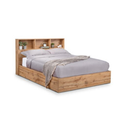 Julian Bowen Bali 135Cm Double Light Oak Effect Bookcase Shelf Headboard Lift-Up Ottoman Storage Bed - thumbnail 4