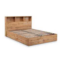 Julian Bowen Bali 135Cm Double Light Oak Effect Bookcase Shelf Headboard Lift-Up Ottoman Storage Bed - thumbnail 7