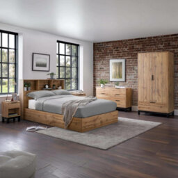 Julian Bowen Bali 135Cm Double Light Oak Effect Bookcase Shelf Headboard Lift-Up Ottoman Storage Bed - thumbnail 3