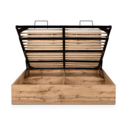 Julian Bowen Bali 135Cm Double Light Oak Effect Bookcase Shelf Headboard Lift-Up Ottoman Storage Bed - thumbnail 9