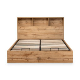Julian Bowen Bali 135Cm Double Light Oak Effect Bookcase Shelf Headboard Lift-Up Ottoman Storage Bed - thumbnail 8