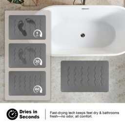 Fino Stone Stone Bath Mat Diatomaceous Earth Shower Mat Non-Slip Super Absorbent Diatomite Stone Mats For Bathroom Floor Quick-Drying - thumbnail 3