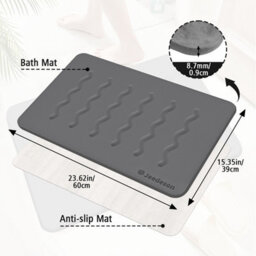 Fino Stone Stone Bath Mat Diatomaceous Earth Shower Mat Non-Slip Super Absorbent Diatomite Stone Mats For Bathroom Floor Quick-Drying - thumbnail 8