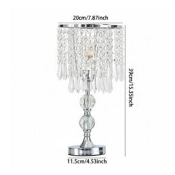 Living And Home E27 Luxury Table Lamp With Iron Base And A Crystal-Beaded Shade, 20Cm Dia X 39Cm H - thumbnail 6
