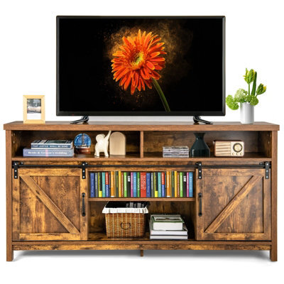 "Costway 150Cm Sliding Barn Door Tv Stand Farmhouse Flat Screen Console For Tvs Up To 65""" - image 1