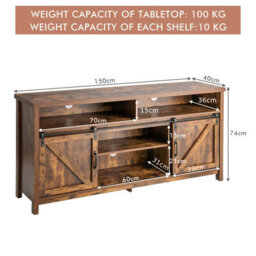 "Costway 150Cm Sliding Barn Door Tv Stand Farmhouse Flat Screen Console For Tvs Up To 65""" - thumbnail 2