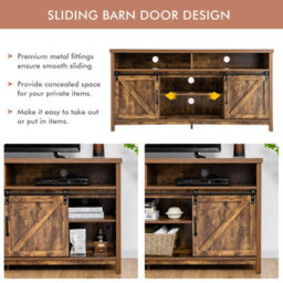 "Costway 150Cm Sliding Barn Door Tv Stand Farmhouse Flat Screen Console For Tvs Up To 65""" - thumbnail 6