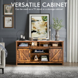 "Costway 150Cm Sliding Barn Door Tv Stand Farmhouse Flat Screen Console For Tvs Up To 65""" - thumbnail 5