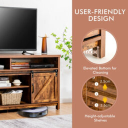 "Costway 150Cm Sliding Barn Door Tv Stand Farmhouse Flat Screen Console For Tvs Up To 65""" - thumbnail 7