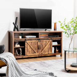 "Costway 150Cm Sliding Barn Door Tv Stand Farmhouse Flat Screen Console For Tvs Up To 65""" - thumbnail 4