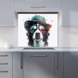 Warren Reed Designer Border Collie Dog Face Splashart Premium Glass Kitchen Splashback W600mm X H750mm - thumbnail 1