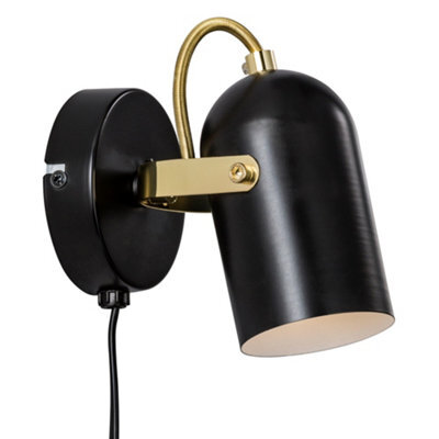 Nordlux Lotus Adjustable Wall Light - Black & Brass - image 1