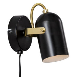 Nordlux Lotus Adjustable Wall Light - Black & Brass - thumbnail 1