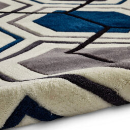 Grey/navy Handmade Modern Geometric Easy To Clean Rug For Bedroom & Living Room-150Cm X 230Cm - thumbnail 7