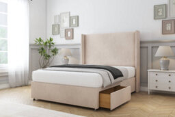 "Comfort Madrid Sand Naples Divan Bed Set 2 Drawers Foot-End - 54"" Wingback 5' King" - thumbnail 2