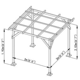 BPS Access Solutions Bps Deluxe Wooden Pergola - 2X2M - Garden Gazebo - Premium Slow Grown Spruce - 80mm Thick Posts - 2031mm Height - thumbnail 9