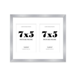 12X10 Inch 2 Opening Photo Collage Frame, Display Two 7X5 Inch Photos, Multi Aperture Family Picture Frame, Silver - thumbnail 2