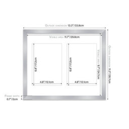 12X10 Inch 2 Opening Photo Collage Frame, Display Two 7X5 Inch Photos, Multi Aperture Family Picture Frame, Silver - thumbnail 4