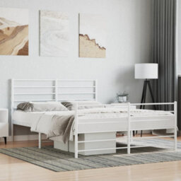 Berkfield Metal Bed Frame With Headboard And Footboard White 160X200 Cm - thumbnail 1