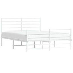 Berkfield Metal Bed Frame With Headboard And Footboard White 160X200 Cm - thumbnail 4