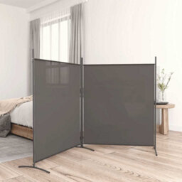 Walplus 2-Panel Room Divider Anthracite 348X180 Cm Fabric