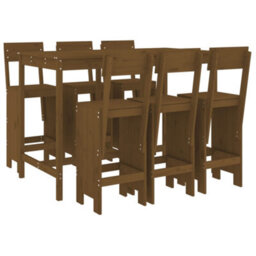 Berkfield 7 Piece Garden Bar Set Honey Brown Solid Wood Pine - thumbnail 2