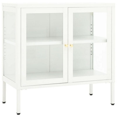 Berkfield Classic Sideboard White 70X35X70 Cm Steel And Glass - image 1