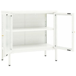Berkfield Classic Sideboard White 70X35X70 Cm Steel And Glass - thumbnail 6