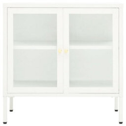 Berkfield Classic Sideboard White 70X35X70 Cm Steel And Glass - thumbnail 3