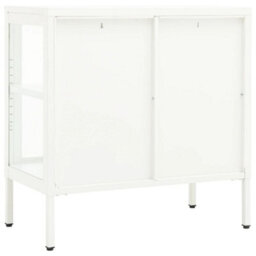 Berkfield Classic Sideboard White 70X35X70 Cm Steel And Glass - thumbnail 5