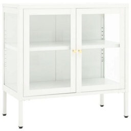 Berkfield Classic Sideboard White 70X35X70 Cm Steel And Glass - thumbnail 1