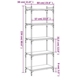 Berkfield Industrial Bookcase 5-Tier Black 60X30X154 Cm Engineered Wood - thumbnail 9