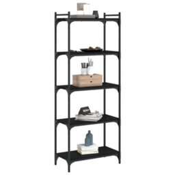 Berkfield Industrial Bookcase 5-Tier Black 60X30X154 Cm Engineered Wood - thumbnail 3