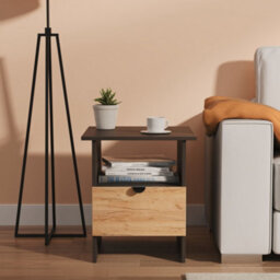 Varese Matt Graphite 1 Drawer Non-Extendable Side Table (H)495mm (W)440mm (D)440mm - thumbnail 1