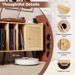Gainoom Record Player Stand Turntable Stand Boho Record Storage Table For 220 Albums Vinyl Holder Display Shelf - thumbnail 5