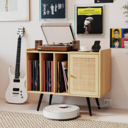 Gainoom Record Player Stand Turntable Stand Boho Record Storage Table For 220 Albums Vinyl Holder Display Shelf - thumbnail 3