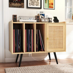 Gainoom Record Player Stand Turntable Stand Boho Record Storage Table For 220 Albums Vinyl Holder Display Shelf - thumbnail 4